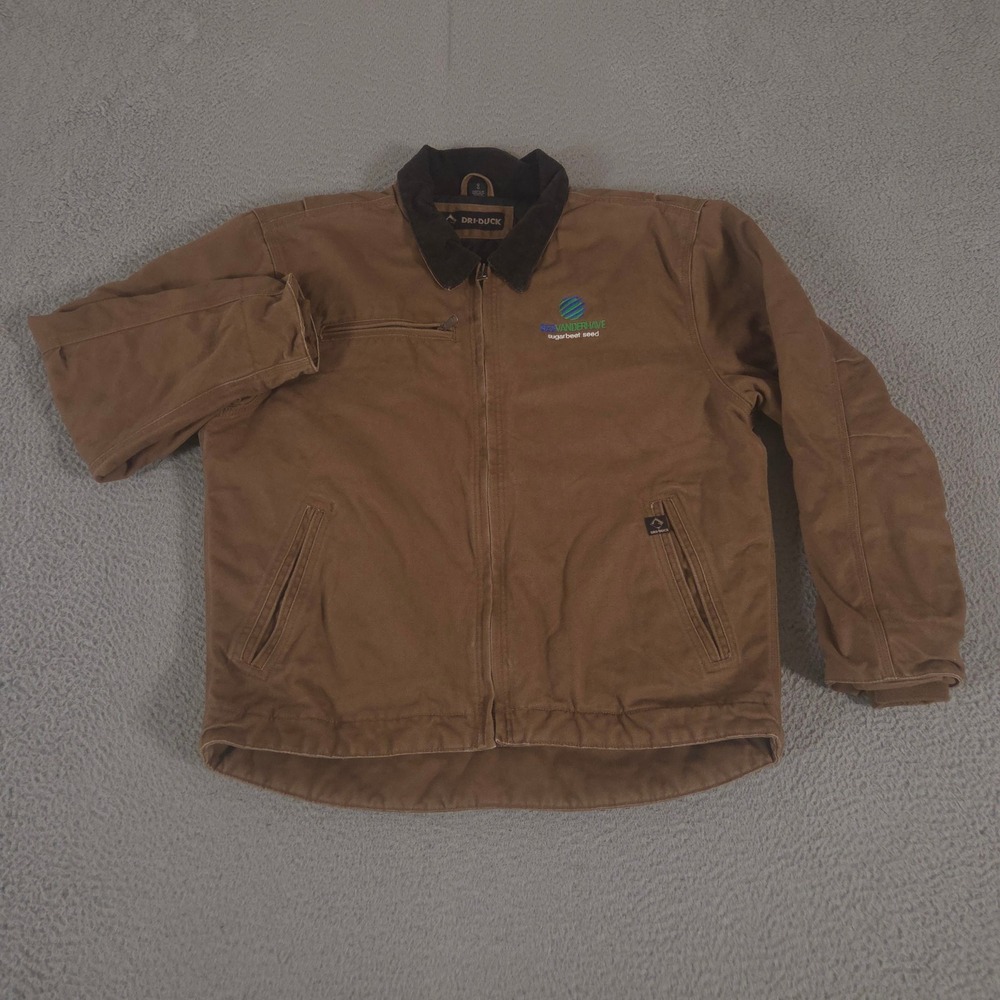 Dri-Duck Jacket Mens L Brown Outlaw Cotton Canvas Quilted Corduroy Collar Logo